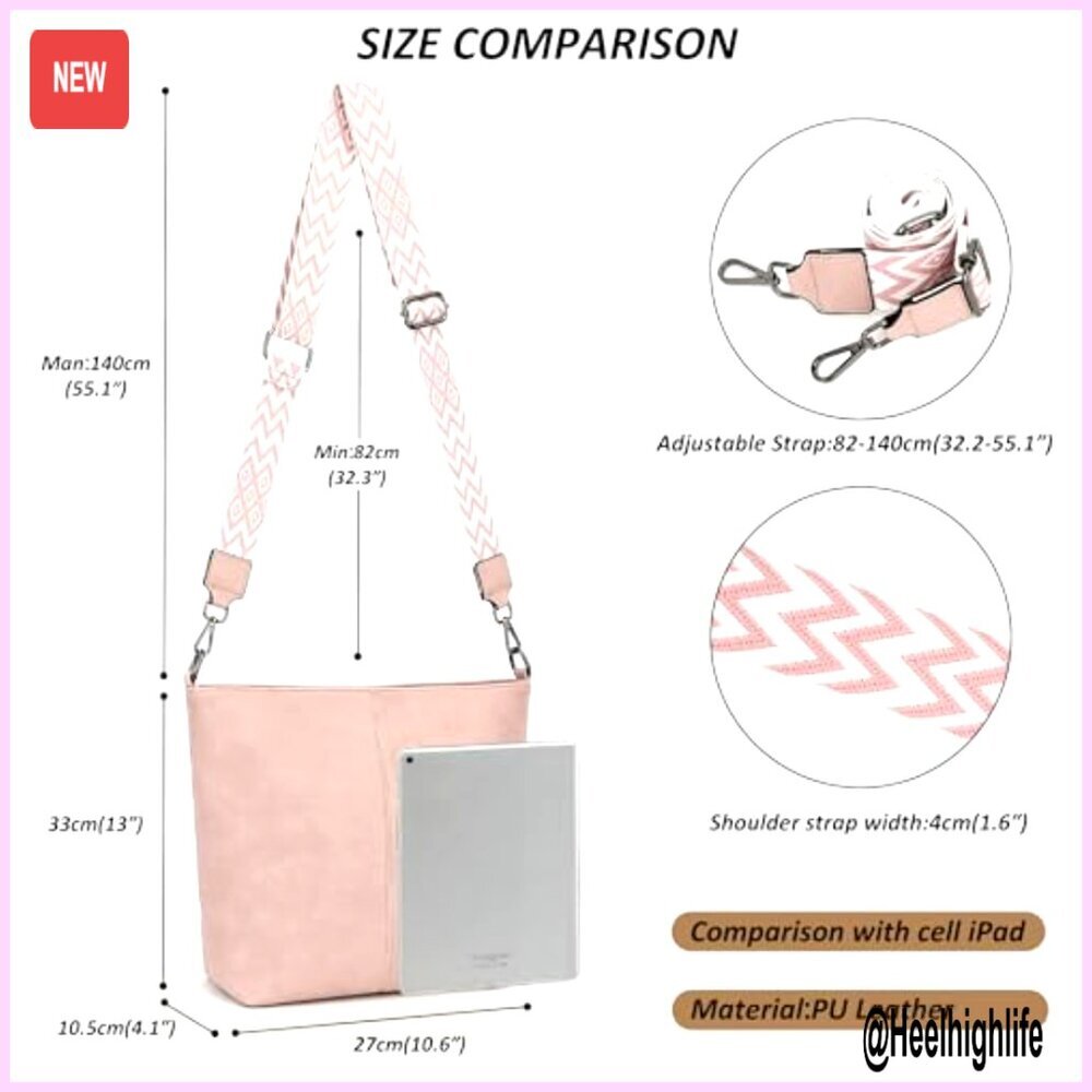 Vegan Leather Crossbody Bag Adjustable Strap Hobo Purse Minimal Chic Trendy - Picture 5 of 7